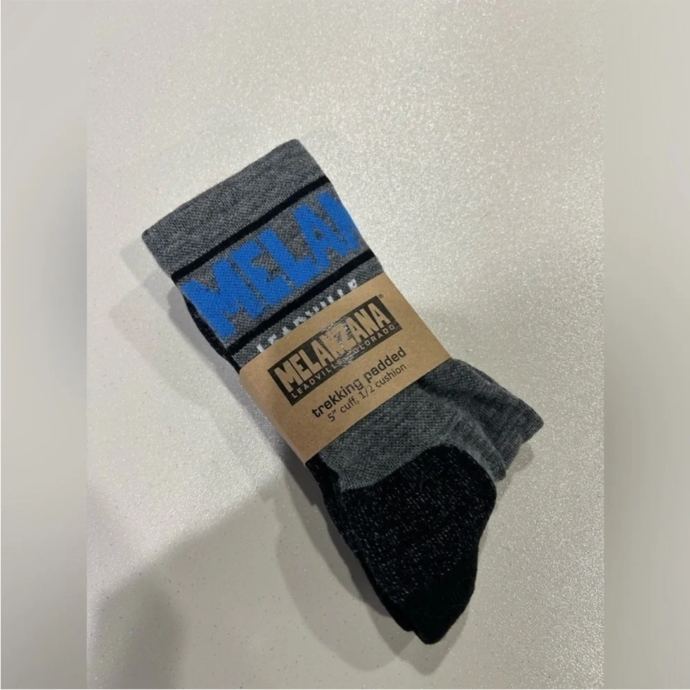 Melanzana Adult Small Trekking Padded Socks Grey Blue NWT Merino Wool Melly